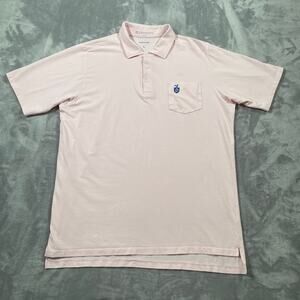 B Draddy Polo Shirt Mens Large Pink Stripe Golf Activewear Stretch Performance